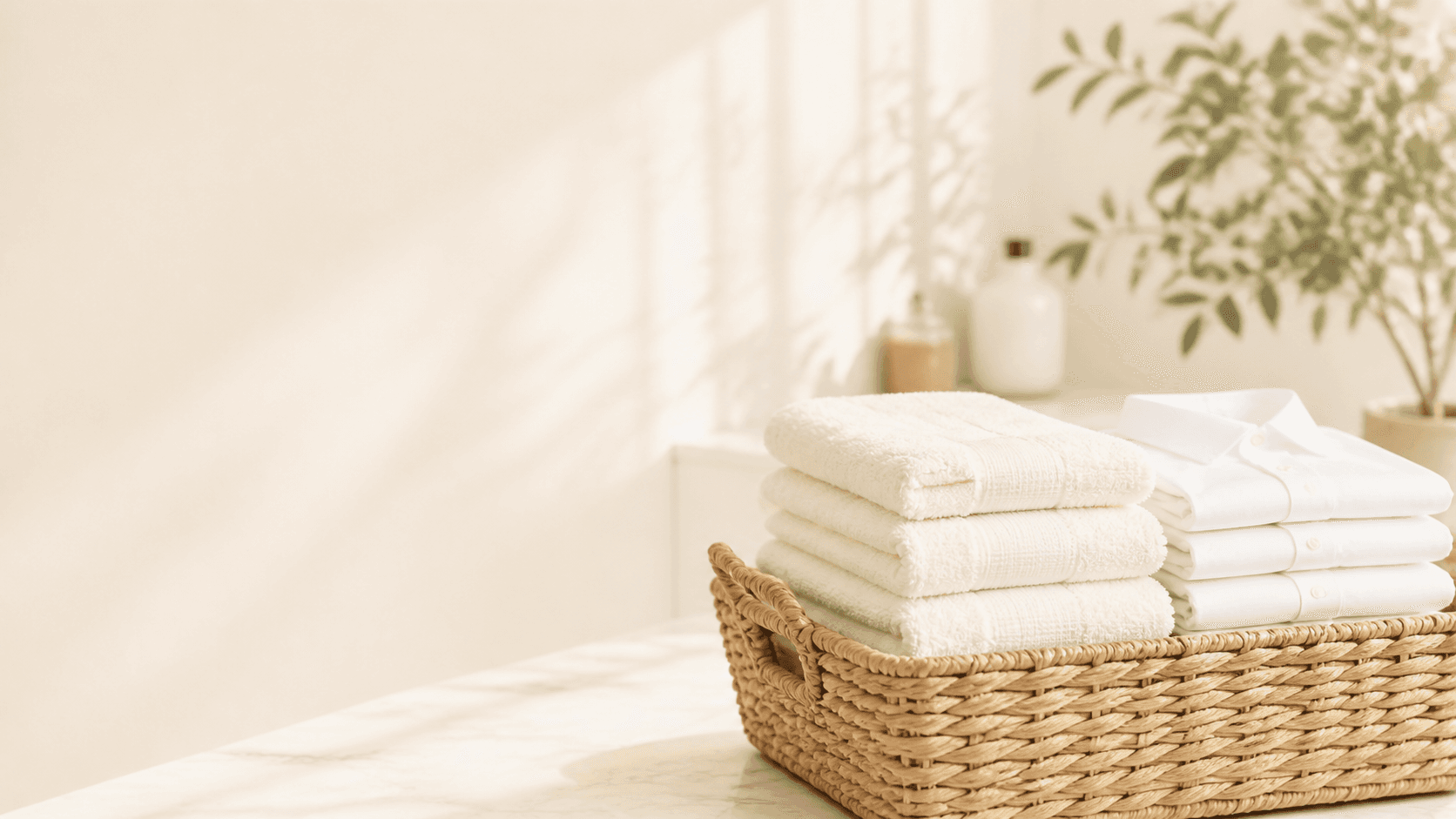 Fresh laundry arranged in a warm, welcoming space